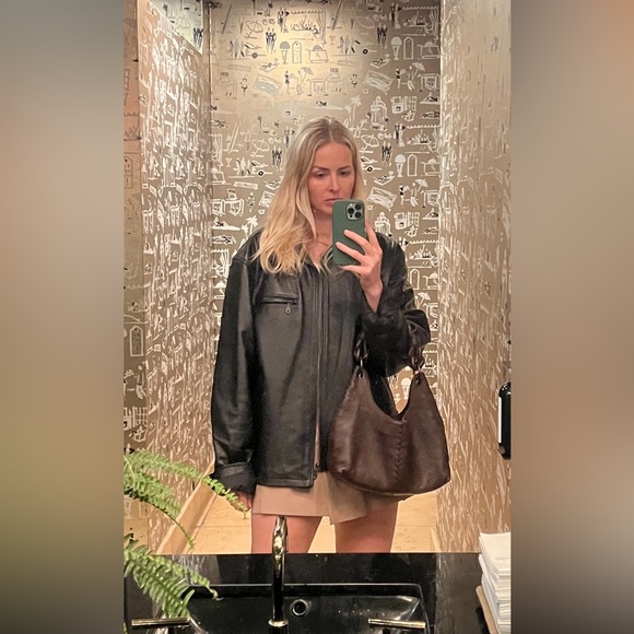 Vintage Wilson black leather oversized jacket - Picture 1 of 4